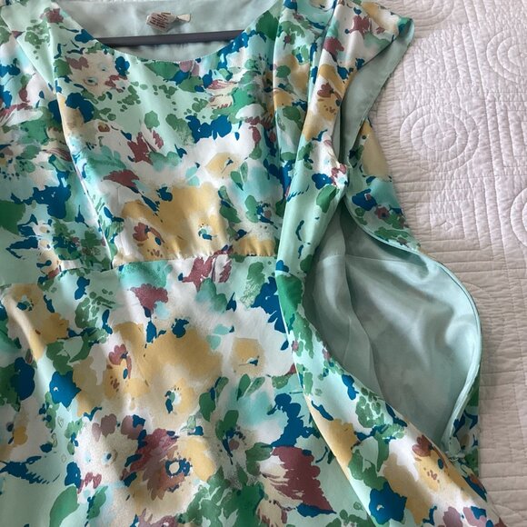 Sundance Floral Midi Dress100% Silk Size P14 In Pastel Green & Multicolor Print - Picture 15 of 16